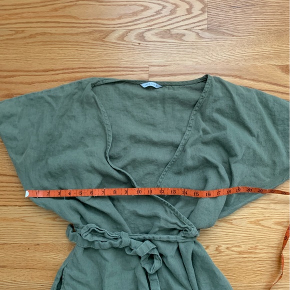 Linenfox Mimosa Wrap Dress in Pine Green - Picture 4 of 5